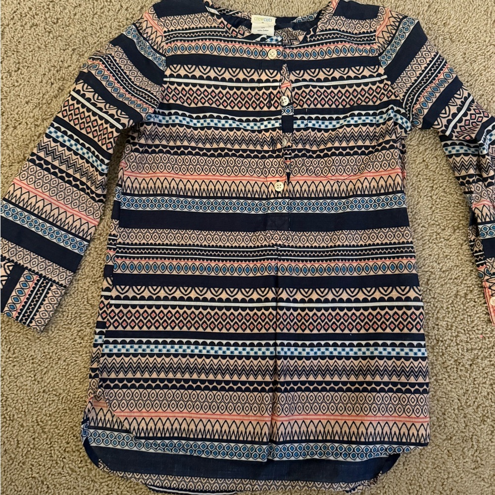 Crewcuts Navy and Pink Geometric Shirt/shirt dress  for kids, 4-5Y